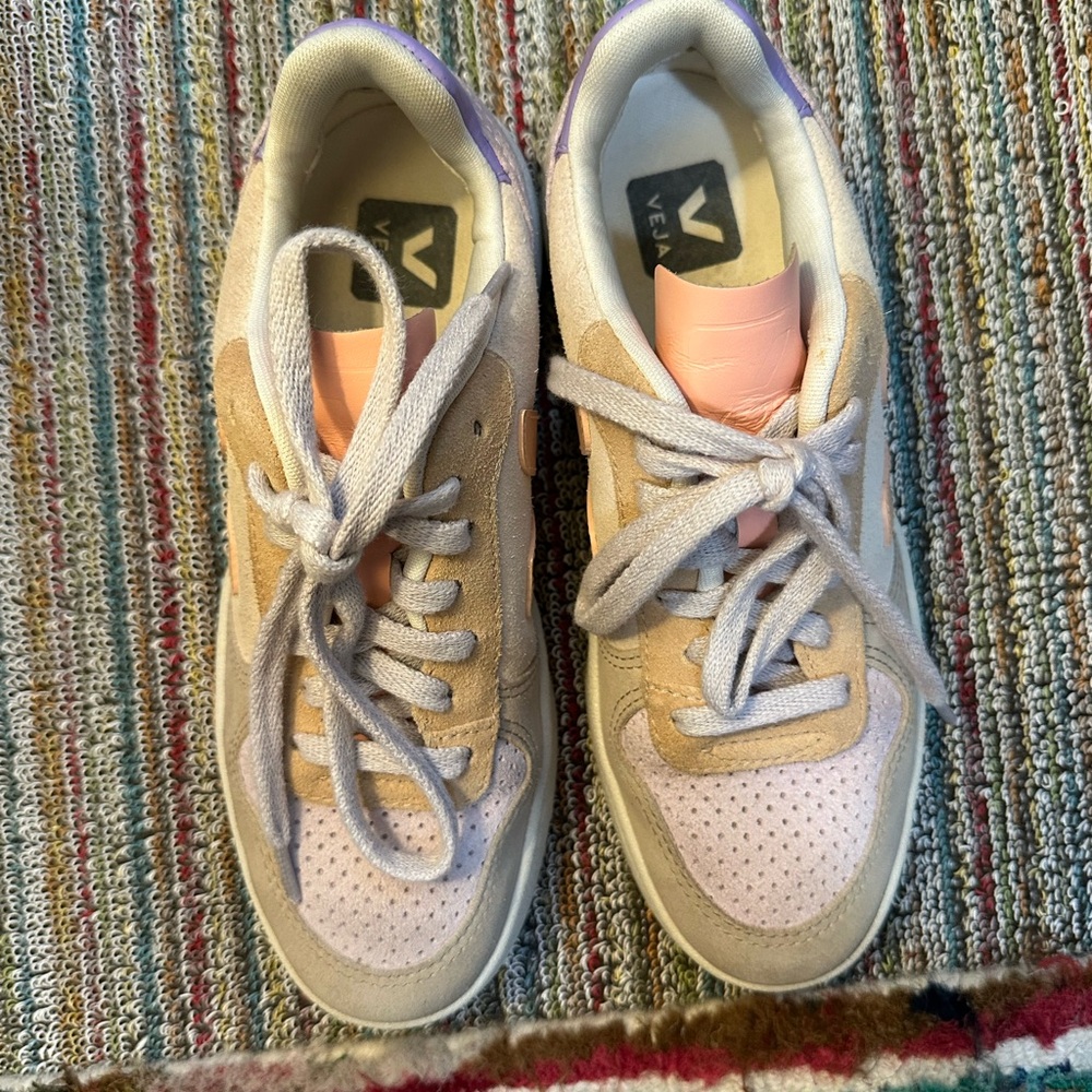 Veja EXCELLENT V-10 suede multico peach sneakers - pink/lavender/tan/butter -6 - Picture 10 of 16